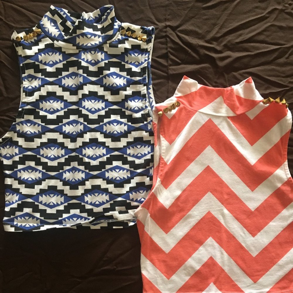 2 Charlotte Russe Studded Crop Tops - Size Small